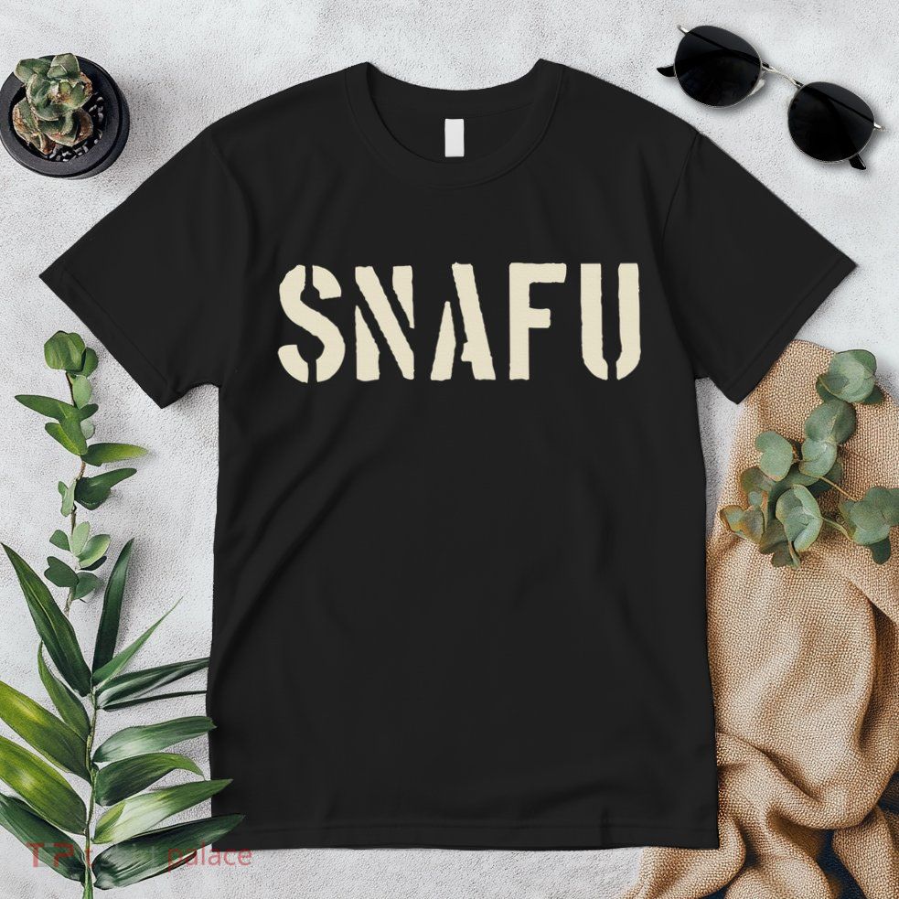 Snafu Funny Military Slang Design Stencil Look Letters Premium T-Shirt