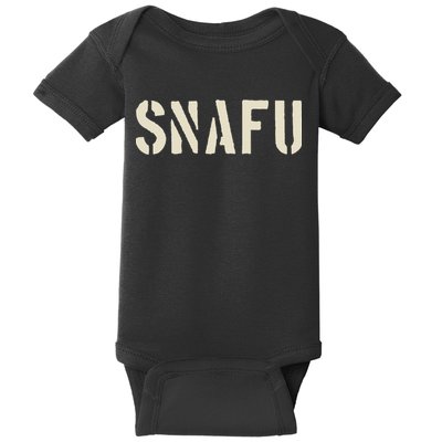 Snafu Funny Military Slang Design Stencil Look Letters Baby Bodysuit