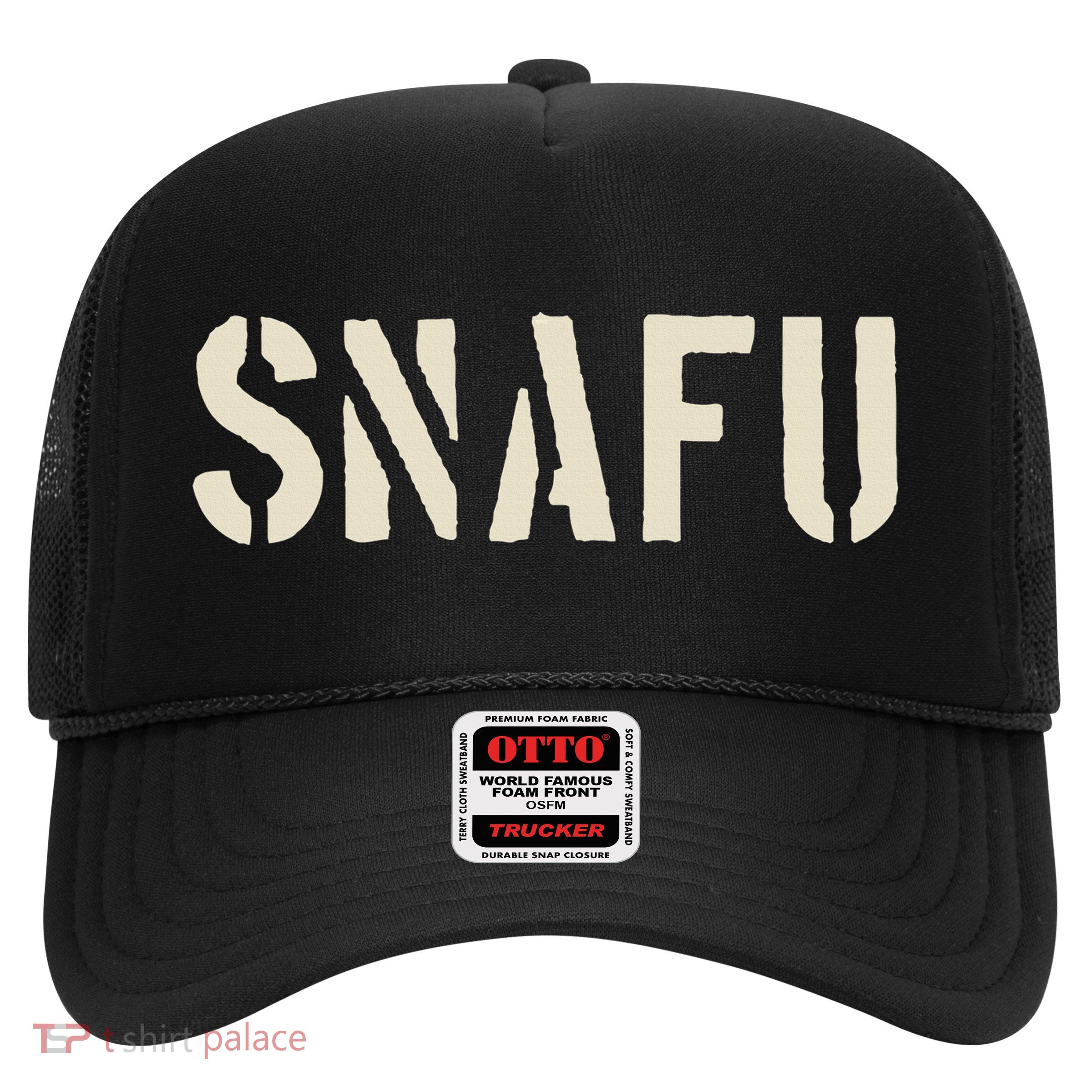 Snafu Funny Military Slang Design Stencil Look Letters Trucker Hat