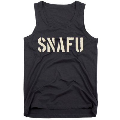 Snafu Funny Military Slang Design Stencil Look Letters Tank Top
