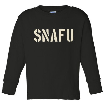 Snafu Funny Military Slang Design Stencil Look Letters Toddler Long Sleeve Shirt