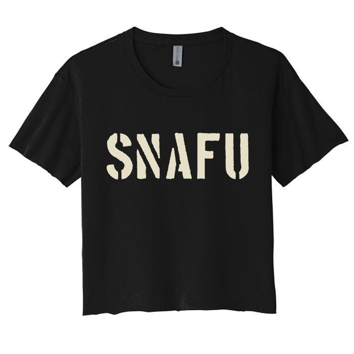 Snafu Funny Military Slang Design Stencil Look Letters Crop Top