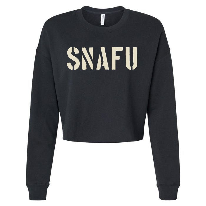 Snafu Funny Military Slang Design Stencil Look Letters Cropped Pullover Crew