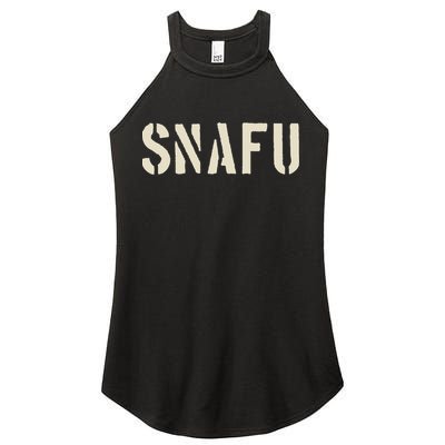 Snafu Funny Military Slang Design Stencil Look Letters Women's Perfect Tri Rocker Tank