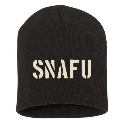 Snafu Funny Military Slang Design Stencil Look Letters Short Acrylic Beanie