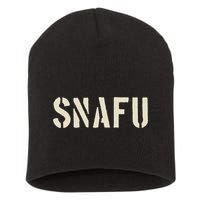 Snafu Funny Military Slang Design Stencil Look Letters Short Acrylic Beanie
