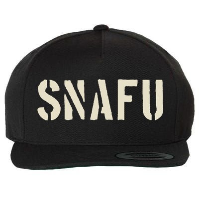 Snafu Funny Military Slang Design Stencil Look Letters Wool Snapback Cap
