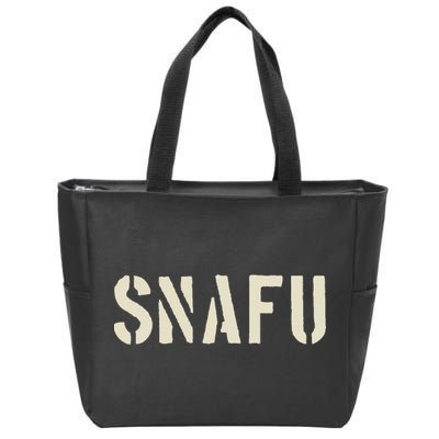 Snafu Funny Military Slang Design Stencil Look Letters Zip Tote Bag