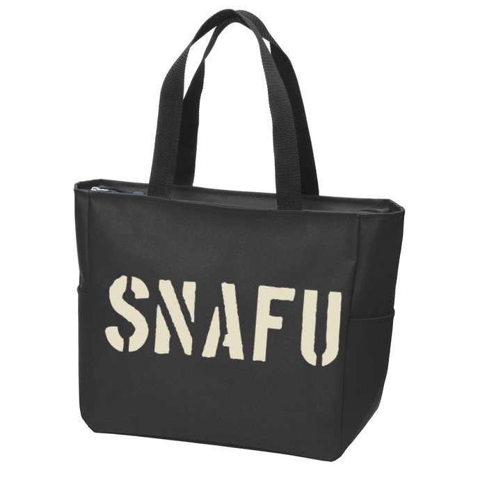 Snafu Funny Military Slang Design Stencil Look Letters Zip Tote Bag