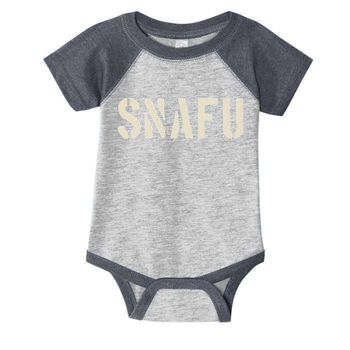 Snafu Funny Military Slang Design Stencil Look Letters Infant Baby Jersey Bodysuit