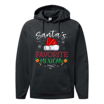 SantaS Favorite Mexican Funny Pajama Christmas Mexico Gift Performance Fleece Hoodie