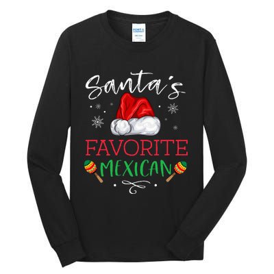 SantaS Favorite Mexican Funny Pajama Christmas Mexico Gift Tall Long Sleeve T-Shirt