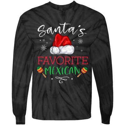 SantaS Favorite Mexican Funny Pajama Christmas Mexico Gift Tie-Dye Long Sleeve Shirt