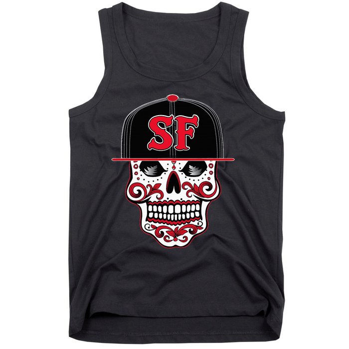 San Francisco Mexican Sugar Skull Design Bay Area Tank Top