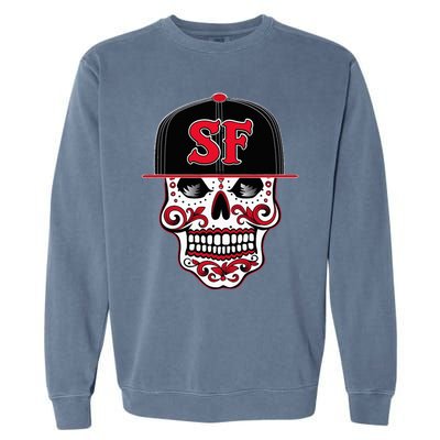 San Francisco Mexican Sugar Skull Design Bay Area Garment-Dyed Sweatshirt