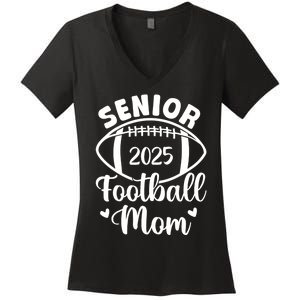 Senior Football Mom Class Of 2025 Proud Mom Of 2025 Graduate Women's V-Neck T-Shirt