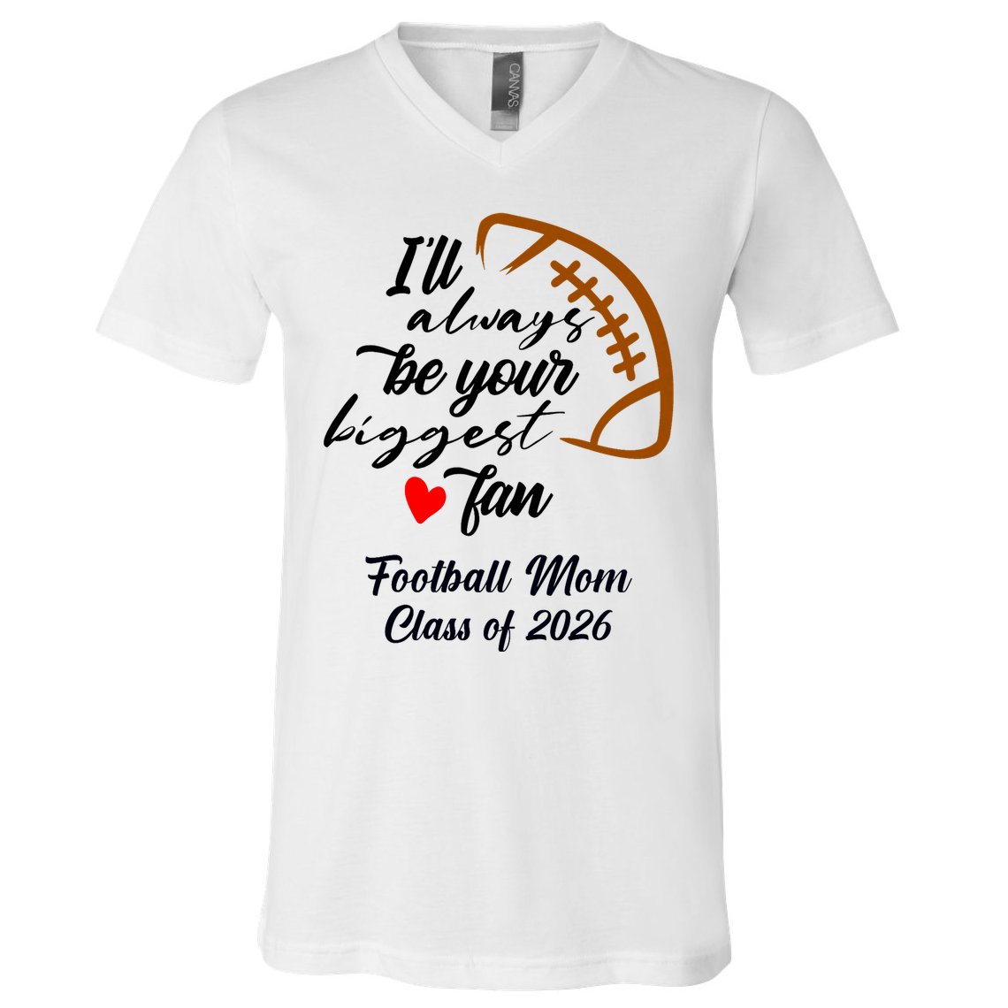 Senior Football Mom Class Of 2026 Graduation Graduate V-Neck T-Shirt
