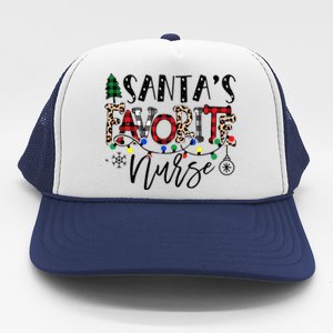 Santa's Favorite Nurse Xmas Light Santa Hat Christmas Funny Trucker Hat