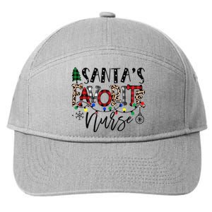 Santa's Favorite Nurse Xmas Light Santa Hat Christmas Funny 7-Panel Snapback Hat