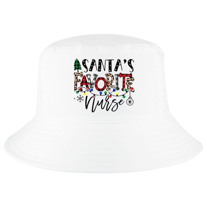 Santa's Favorite Nurse Xmas Light Santa Hat Christmas Funny Cool Comfort Performance Bucket Hat