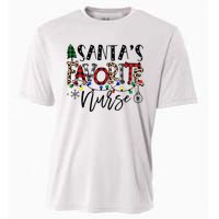 Santa's Favorite Nurse Xmas Light Santa Hat Christmas Funny Cooling Performance Crew T-Shirt