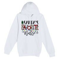 Santa's Favorite Nurse Xmas Light Santa Hat Christmas Funny Premium Pullover Hoodie