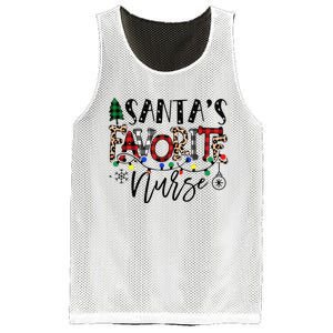 Santa's Favorite Nurse Xmas Light Santa Hat Christmas Funny Mesh Reversible Basketball Jersey Tank