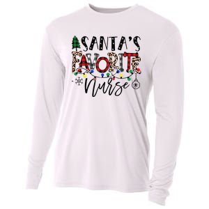 Santa's Favorite Nurse Xmas Light Santa Hat Christmas Funny Cooling Performance Long Sleeve Crew