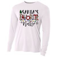 Santa's Favorite Nurse Xmas Light Santa Hat Christmas Funny Cooling Performance Long Sleeve Crew