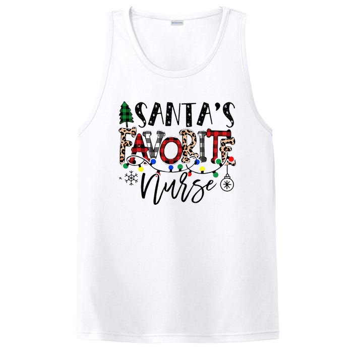 Santa's Favorite Nurse Xmas Light Santa Hat Christmas Funny PosiCharge Competitor Tank