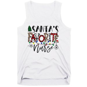 Santa's Favorite Nurse Xmas Light Santa Hat Christmas Funny Tank Top