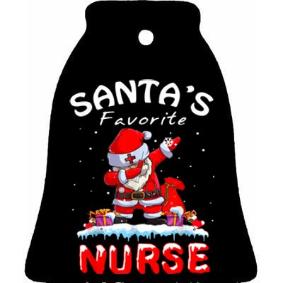 SantaS Favorite Nurse Christmas Funny Dabbing Santa Ceramic Bell Ornament