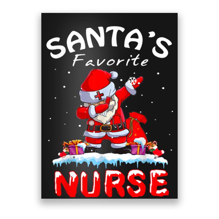 SantaS Favorite Nurse Christmas Funny Dabbing Santa Poster