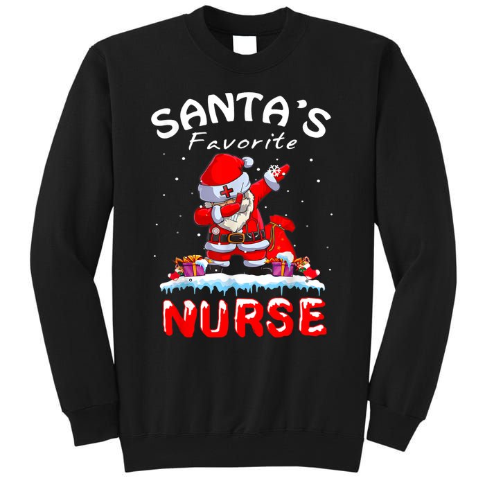 SantaS Favorite Nurse Christmas Funny Dabbing Santa Tall Sweatshirt