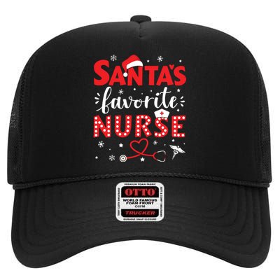 Santa Favorite Nurse For Christmas In Hospital High Crown Mesh Back Trucker Hat