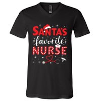 Santa Favorite Nurse For Christmas In Hospital V-Neck T-Shirt