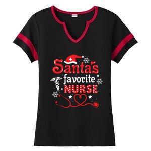 Santas Favorite Nurse Christmas Ladies Halftime Notch Neck Tee