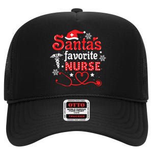 Santas Favorite Nurse Christmas High Crown Mesh Back Trucker Hat