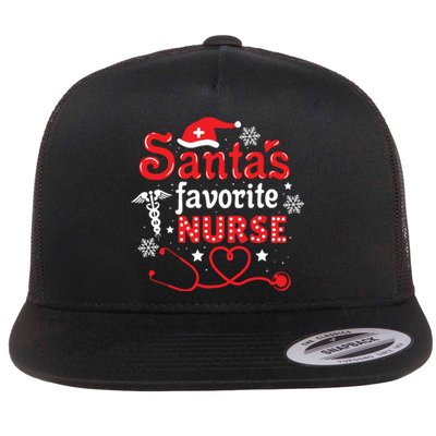 Santas Favorite Nurse Christmas Flat Bill Trucker Hat