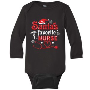 Santas Favorite Nurse Christmas Baby Long Sleeve Bodysuit