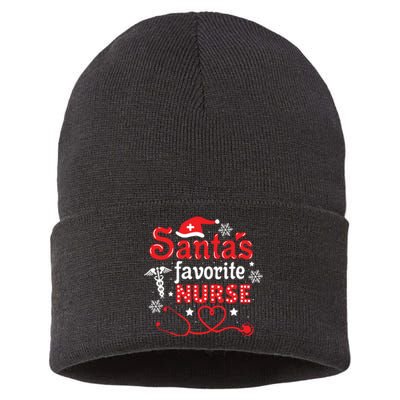 Santas Favorite Nurse Christmas Sustainable Knit Beanie