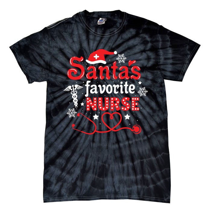 Santas Favorite Nurse Christmas Tie-Dye T-Shirt