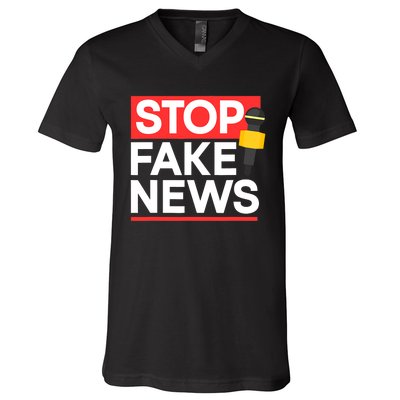 Stop Fake News Journalism Journalist Rights Press Freedom V-Neck T-Shirt