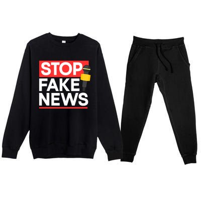 Stop Fake News Journalism Journalist Rights Press Freedom Premium Crewneck Sweatsuit Set