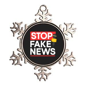 Stop Fake News Journalism Journalist Rights Press Freedom Metallic Star Ornament