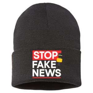 Stop Fake News Journalism Journalist Rights Press Freedom Sustainable Knit Beanie