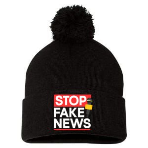 Stop Fake News Journalism Journalist Rights Press Freedom Pom Pom 12in Knit Beanie