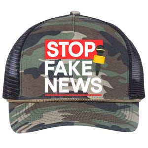 Stop Fake News Journalism Journalist Rights Press Freedom Retro Rope Trucker Hat Cap