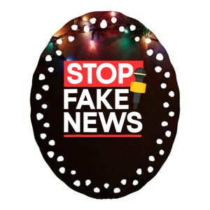 Stop Fake News Journalism Journalist Rights Press Freedom Ceramic Oval Ornament