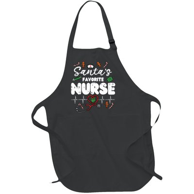 Santas Favorite Nurse Christmas Xmas Nursing Scrub Top Women Full-Length Apron With Pockets